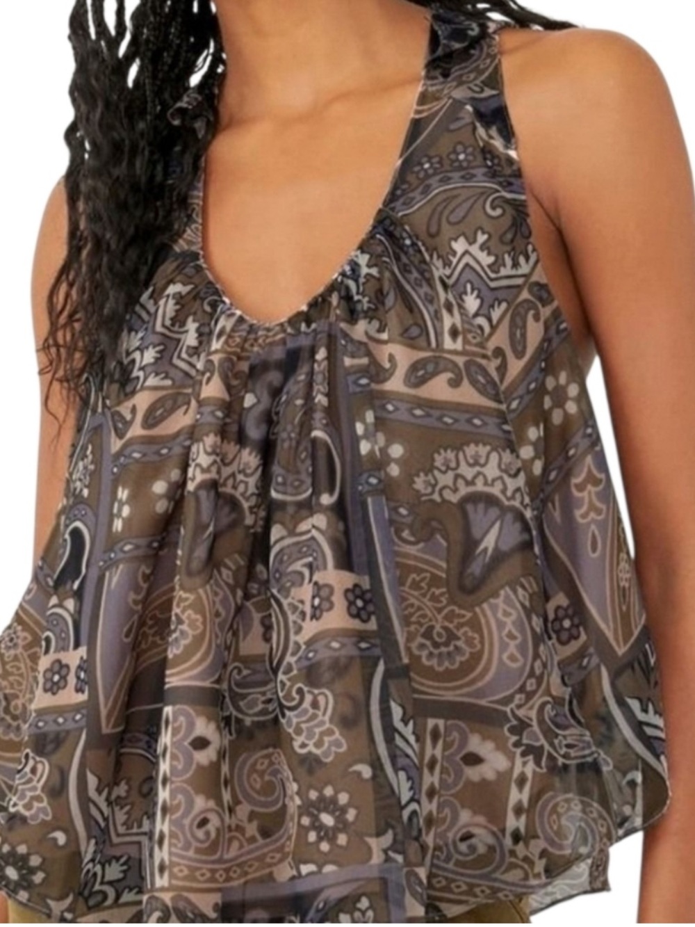 Free People Strawberry Paisley Sleeveless Top Multicolor Size Small NWT